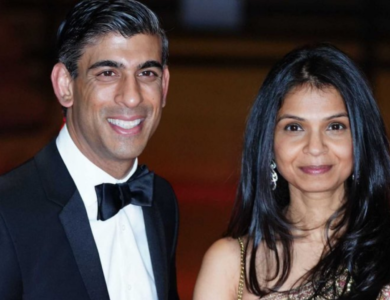Rishi Sunak with his wife