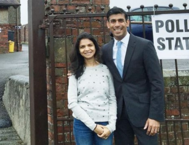 Rishi Sunak with his wife