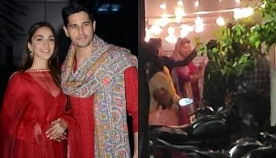 Sidharth Kiara performs a dhol dance before entering his Delhi home