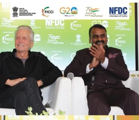 Michael-Douglas-Visits-India-Pavilion-At-Cannes. India West