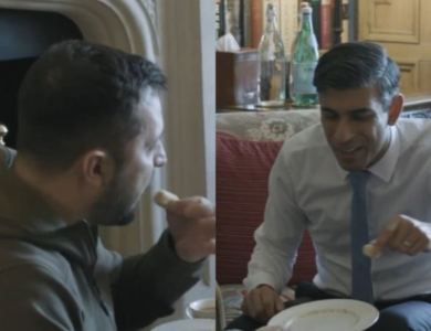 Zelensky-Samples-Barfi-Made-By-Rishi-Sunaks-Mom India West