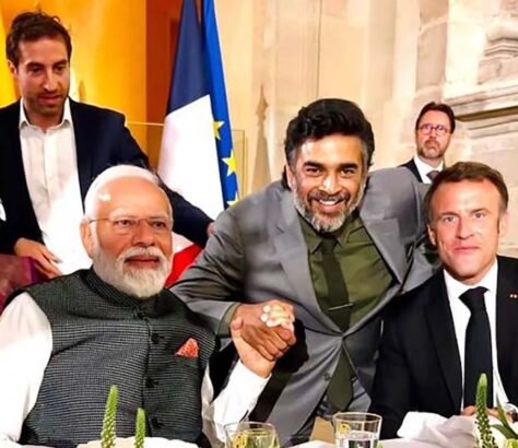 Madhavan-Dines-With-Macron-Modi-At-Louvre. India West