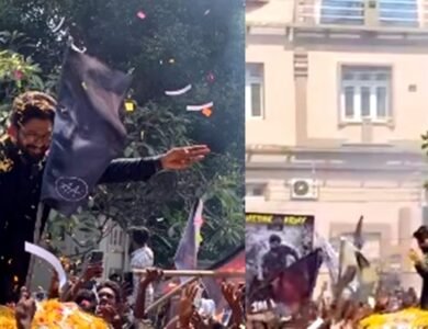 Allu Arjun Fans Give Him Grand Welcome Home