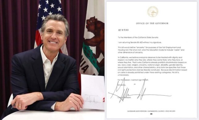 Gavin Newsom Vetoes Caste Bill