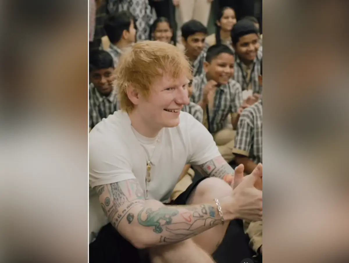 Ed Sheeran Visits Mumbai School, Sings Along With Kids