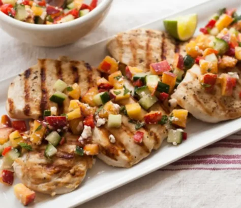 Grilled Chicken With Cucumber Peach Salsa