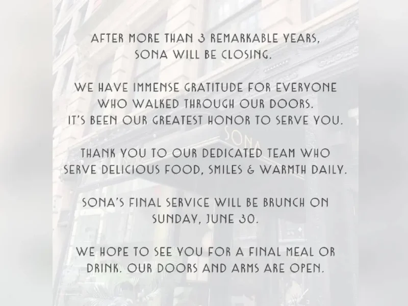 NY Restaurant Sona, Of The Priyanka Chopra Fame, To Shut Down