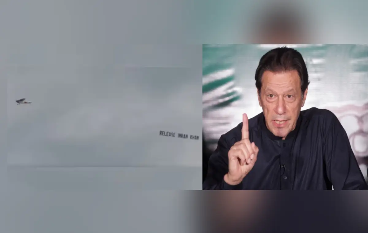 Protesters display 'Free Imran Khan' message in stadium