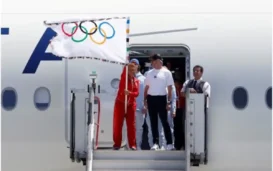 Olympic Flag Arrives In Los Angeles