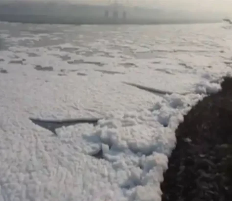 Toxic Foam Seen Floating On Yamuna River