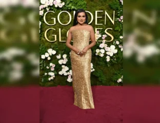 Mindy Kaling Turns Heads In Gold At Golden Globes