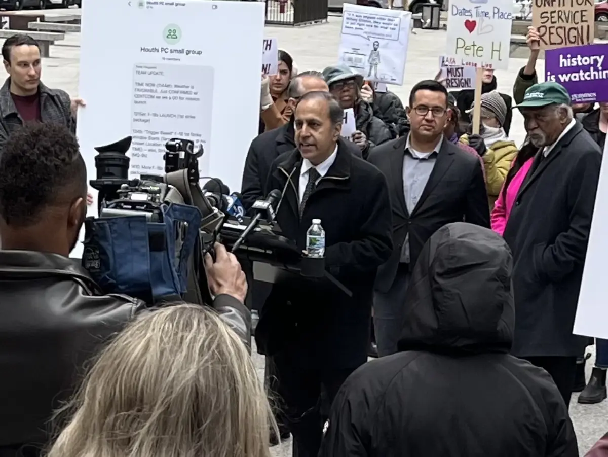 Raja, Veterans Rally In Chicago To Demand Defense Secretary Hegseth’s Resignation