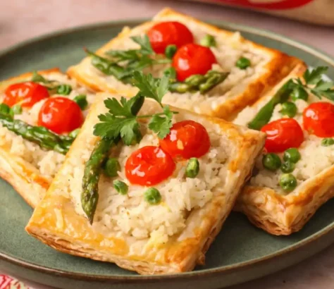 Asparagus And Sweet Pea Basmati Rice Pastries