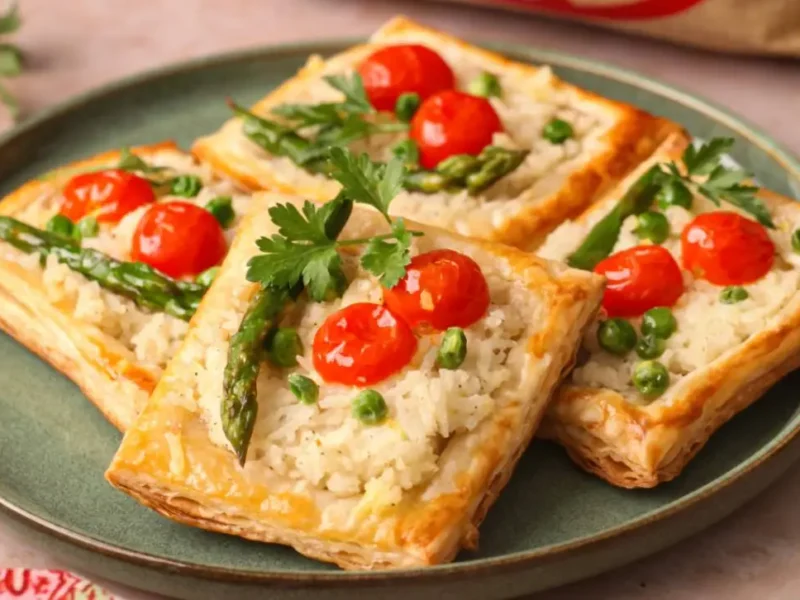 Asparagus And Sweet Pea Basmati Rice Pastries