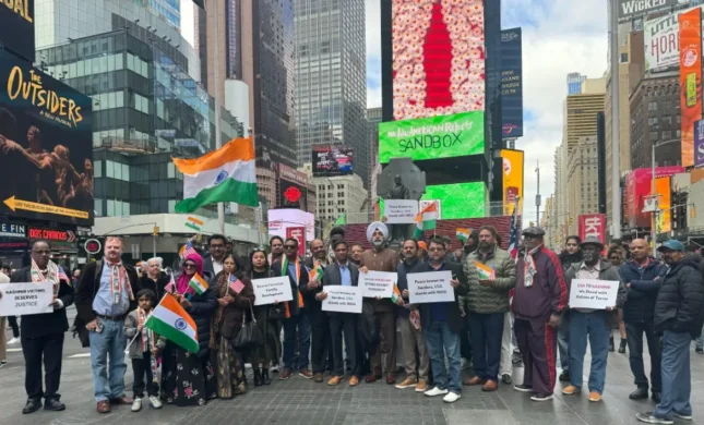 IOC- USA Holds Times Square Vigil After Pahalgam Terror Attack