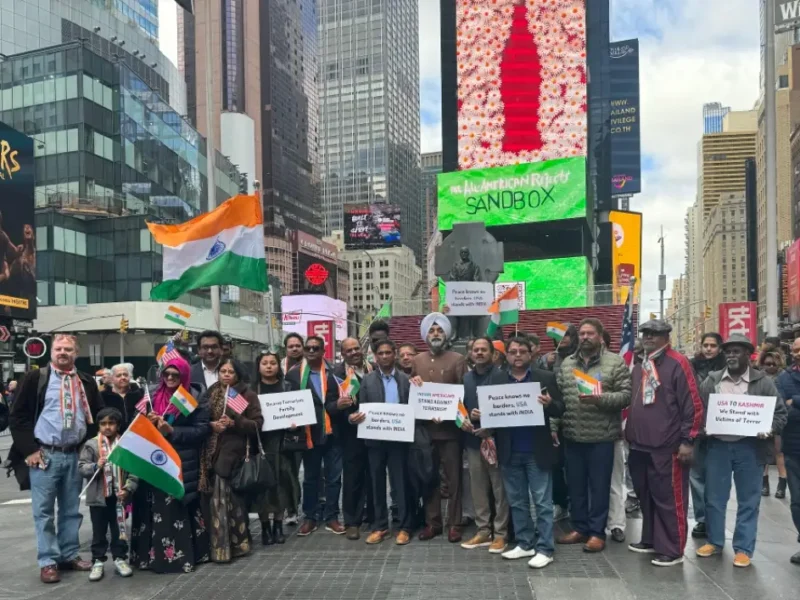 IOC- USA Holds Times Square Vigil After Pahalgam Terror Attack