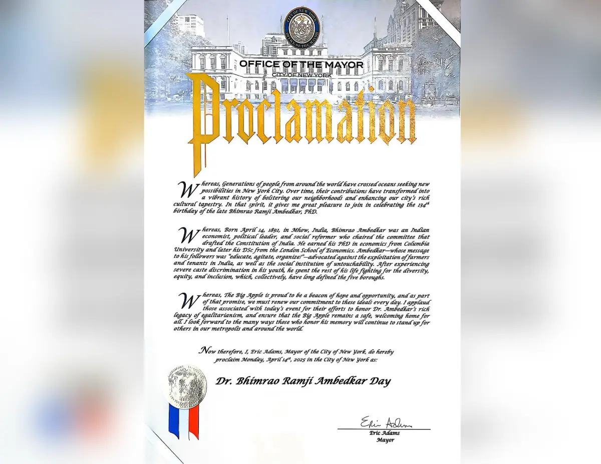 New York City Proclaims April 14 As Ambedkar Day