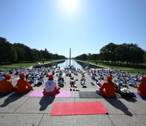 Indian Embassy Hosts Yoga Session At Lincoln Memorial For IDY