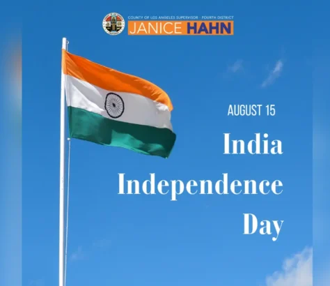 India I- Day Recognized By Los Angeles County Board Of Supervisors