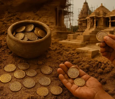 Medieval Era Coins Unearthed At Temple Construction Site