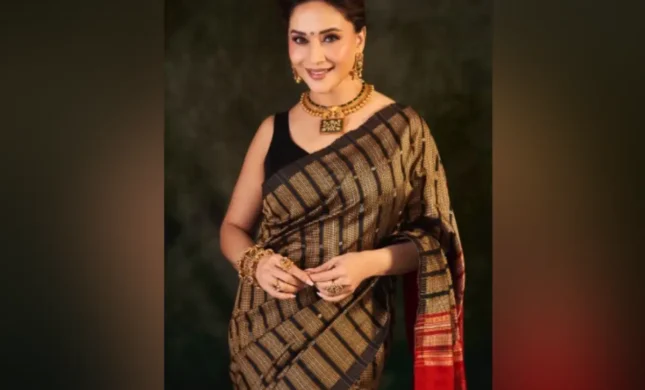 Madhuri Dixit's Timeless Grace in Sonepuri Silk