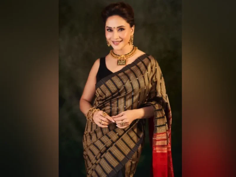Madhuri Dixit's Timeless Grace in Sonepuri Silk