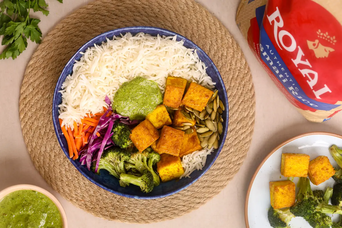 Golden Tofu Rice Bowl