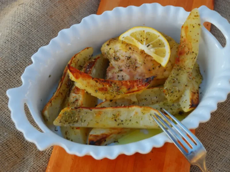 Greek Lemon Idaho Potatoes With Chicken