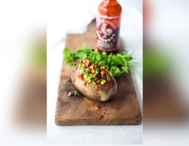 Baked Potato with Roasted Corn and Black Bean Relish