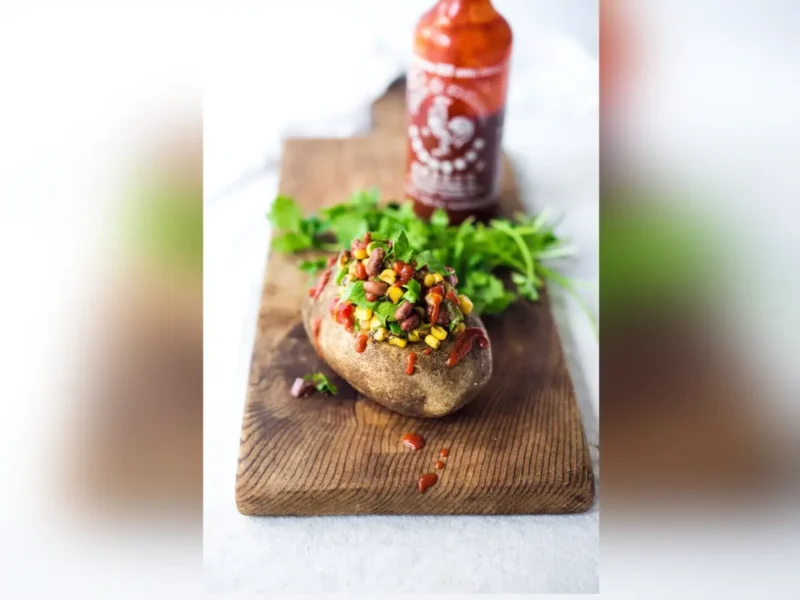 Baked Potato with Roasted Corn and Black Bean Relish