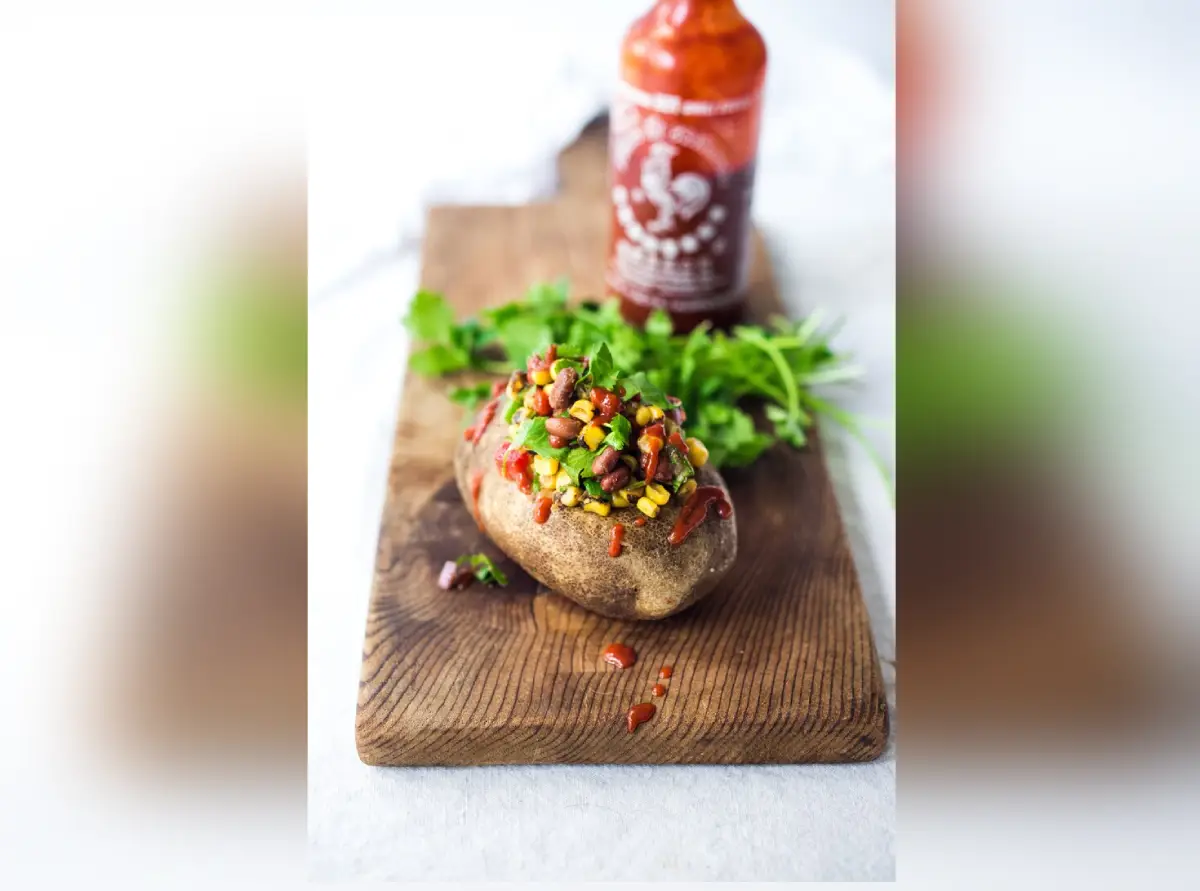 Baked Potato with Roasted Corn and Black Bean Relish