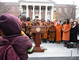 Lt. Gov. Aruna Miller Welcomes Buddhist Monks After 2,300-Mile ‘Walk For Peace’