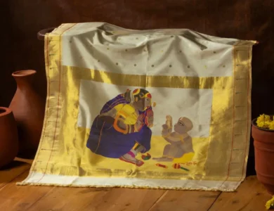 Museum Exhibit: A CA Wildfire Inspires The Transformation Of The Saree Into A Fine Art Canvas