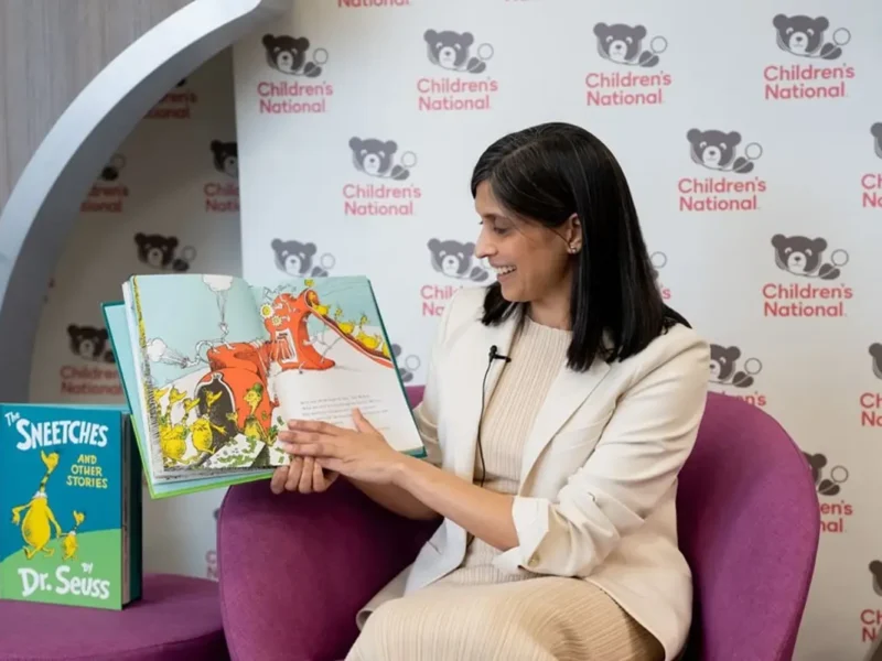Usha Vance Marks National Reading Month With Young Patients