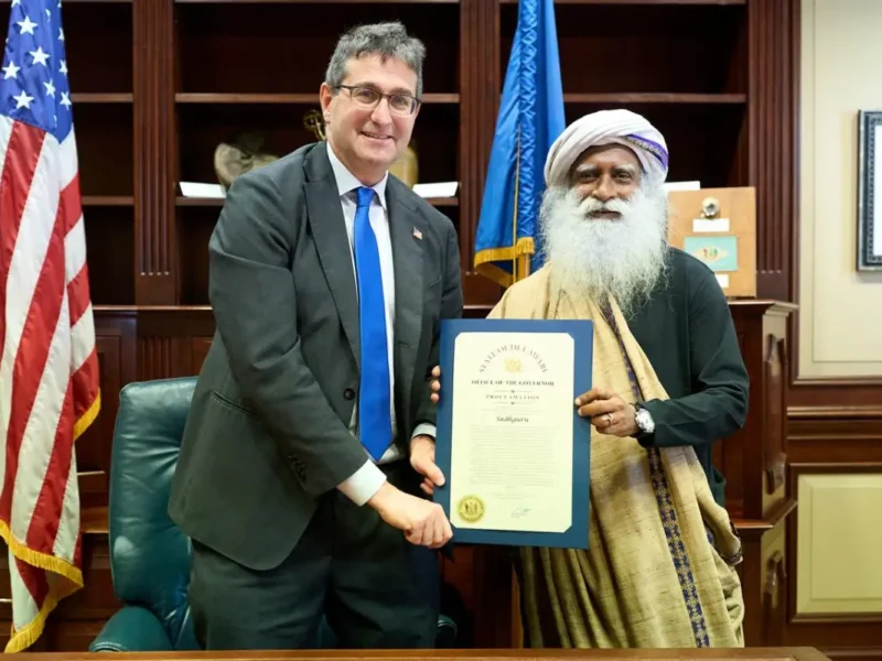 Sadhguru Recognized By Delaware Governor For Spiritual And Environmental Work