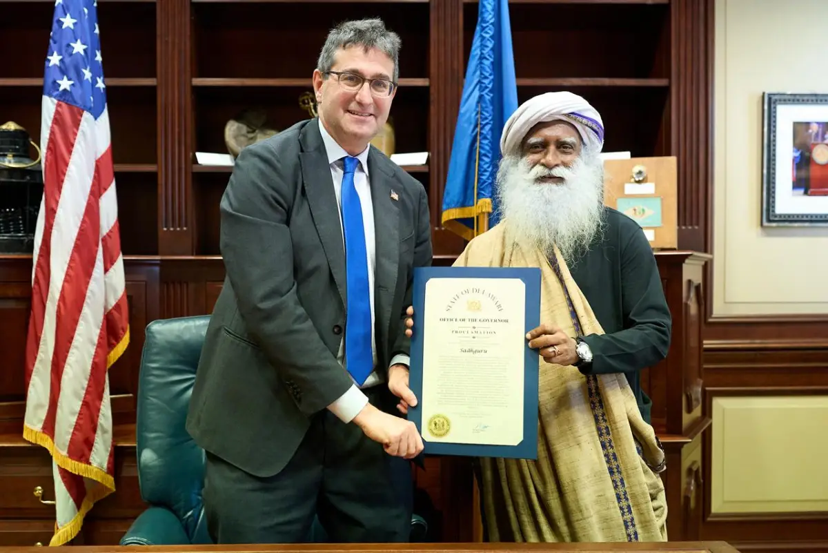 Sadhguru Recognized By Delaware Governor For Spiritual And Environmental Work