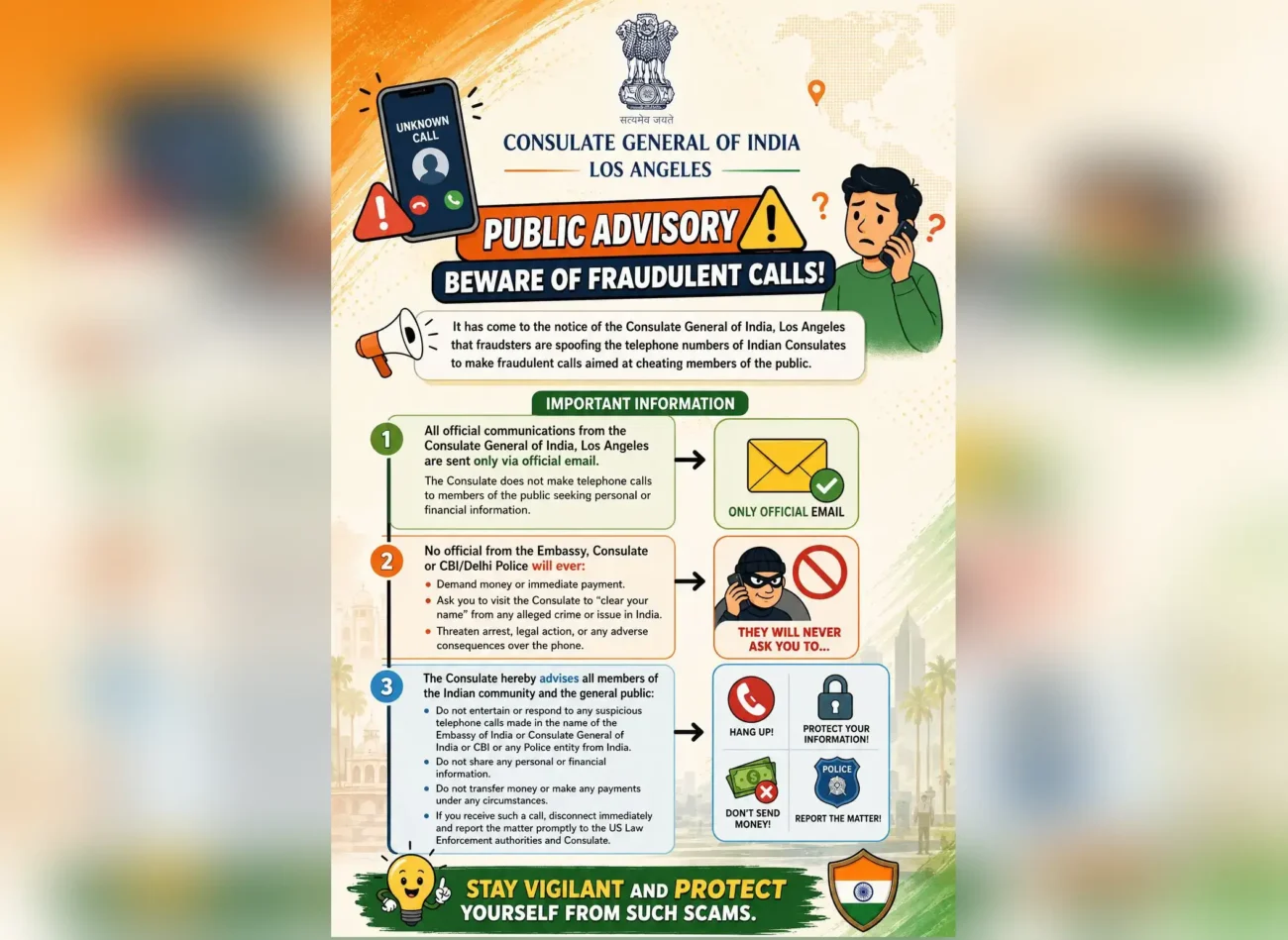 Public Advisory Beware of Fraudulent Calls Impersonating Indian Consulates