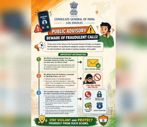 Public Advisory Beware of Fraudulent Calls Impersonating Indian Consulates