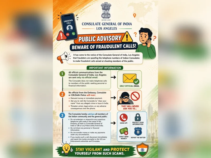 Public Advisory Beware of Fraudulent Calls Impersonating Indian Consulates