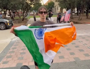 Indian Flag Torn at Texas Protest