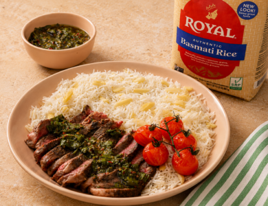 Chimichurri Steak With Almond Basmati Rice