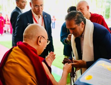 Ajay Bhutoria Presents CA Assembly Proclamation To Dalai Lama In Leh