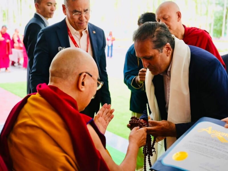 Ajay Bhutoria Presents CA Assembly Proclamation To Dalai Lama In Leh