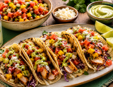 Grilled Chicken Tacos With Watermelon Mango Salsa