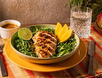 Grilled Mango Lime Chicken And Arugula Salad