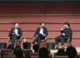 Former Irish Taoiseach Leo Varadkar (left) and former Scottish First Minister Humza Yousaf (centre) join a panel discussion moderated by Project Dosti co-founder Luv Jawahrani during the inaugural India-Pakistan Friendship Conference at Stanford University's Hoover Institution from March 31–April 1, 2026.
