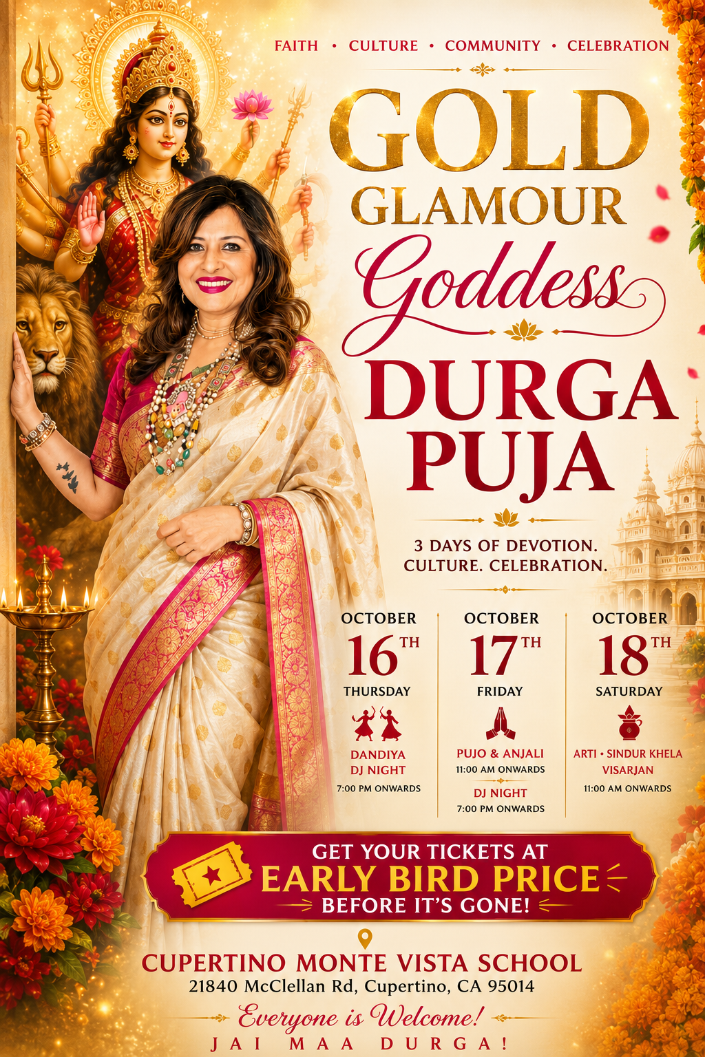 Gold Glamour Goddess Durga Puja