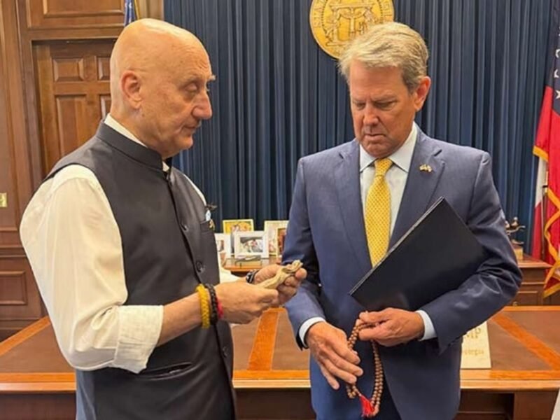 Anupam Kher Presents Georgia Governor A Rudraksh Mala