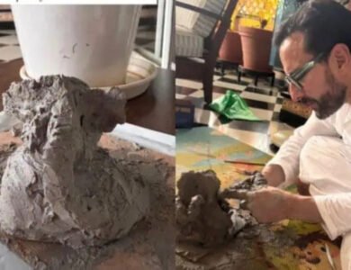 Saif Ali Khan Makes Ganpati Idol At Home