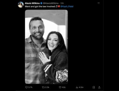 FBI Director Kash Patel and country singer Alexis Wilkins announce their engagement on social media.